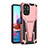 Funda Bumper Silicona y Plastico Mate Carcasa con Soporte MQ2 para Xiaomi Redmi Note 10S 4G Oro Rosa