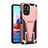 Funda Bumper Silicona y Plastico Mate Carcasa con Soporte MQ2 para Xiaomi Redmi Note 11 SE India 4G Oro Rosa