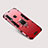 Funda Bumper Silicona y Plastico Mate Carcasa con Soporte para Huawei P30 Lite XL Rojo