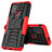 Funda Bumper Silicona y Plastico Mate Carcasa con Soporte para Motorola Moto G10 Rojo