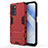 Funda Bumper Silicona y Plastico Mate Carcasa con Soporte para Oppo A53s 5G Rojo