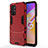 Funda Bumper Silicona y Plastico Mate Carcasa con Soporte para Oppo A74 5G Rojo