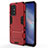 Funda Bumper Silicona y Plastico Mate Carcasa con Soporte para Oppo A95 5G Rojo