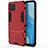 Funda Bumper Silicona y Plastico Mate Carcasa con Soporte para Oppo Reno4 Lite Rojo