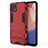 Funda Bumper Silicona y Plastico Mate Carcasa con Soporte para Oppo Reno4 SE 5G Rojo