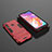 Funda Bumper Silicona y Plastico Mate Carcasa con Soporte para Samsung Galaxy A70E Rojo