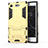 Funda Bumper Silicona y Plastico Mate Carcasa con Soporte para Sony Xperia XZ1 Compact Amarillo