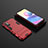 Funda Bumper Silicona y Plastico Mate Carcasa con Soporte para Xiaomi Redmi Note 10 5G Rojo