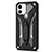 Funda Bumper Silicona y Plastico Mate Carcasa con Soporte R01 para Apple iPhone 12 Negro