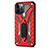 Funda Bumper Silicona y Plastico Mate Carcasa con Soporte R01 para Apple iPhone 12 Pro Max Rojo