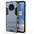 Funda Bumper Silicona y Plastico Mate Carcasa con Soporte R01 para OnePlus 7T Azul