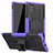 Funda Bumper Silicona y Plastico Mate Carcasa con Soporte R01 para Samsung Galaxy Note 10 Plus Morado