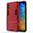 Funda Bumper Silicona y Plastico Mate Carcasa con Soporte R01 para Xiaomi Redmi 9AT Rojo