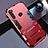 Funda Bumper Silicona y Plastico Mate Carcasa con Soporte R01 para Xiaomi Redmi Note 8 (2021) Rojo