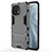 Funda Bumper Silicona y Plastico Mate Carcasa con Soporte R02 para Xiaomi Mi 11 Lite 5G NE Gris