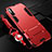 Funda Bumper Silicona y Plastico Mate Carcasa con Soporte R02 para Xiaomi Redmi 9AT Rojo
