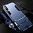 Funda Bumper Silicona y Plastico Mate Carcasa con Soporte R02 para Xiaomi Redmi 9i Azul