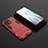 Funda Bumper Silicona y Plastico Mate Carcasa con Soporte R03 para Xiaomi Mi 11 Lite 5G Rojo
