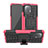 Funda Bumper Silicona y Plastico Mate Carcasa con Soporte R06 para Xiaomi Mi 11 Lite 5G NE Rosa Roja
