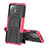 Funda Bumper Silicona y Plastico Mate Carcasa con Soporte R07 para Xiaomi Mi 11 5G Rosa Roja