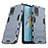 Funda Bumper Silicona y Plastico Mate Carcasa con Soporte T01 para Oppo A54 4G Azul