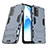 Funda Bumper Silicona y Plastico Mate Carcasa con Soporte T01 para Oppo A56 5G Azul