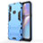 Funda Bumper Silicona y Plastico Mate Carcasa con Soporte T01 para Samsung Galaxy A10s Azul