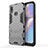 Funda Bumper Silicona y Plastico Mate Carcasa con Soporte T01 para Samsung Galaxy A10s Gris