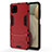 Funda Bumper Silicona y Plastico Mate Carcasa con Soporte T01 para Samsung Galaxy A12 5G Rojo