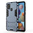 Funda Bumper Silicona y Plastico Mate Carcasa con Soporte T01 para Samsung Galaxy A21s Azul