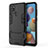 Funda Bumper Silicona y Plastico Mate Carcasa con Soporte T01 para Samsung Galaxy A21s Negro