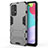 Funda Bumper Silicona y Plastico Mate Carcasa con Soporte T01 para Samsung Galaxy A52s 5G Gris