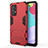 Funda Bumper Silicona y Plastico Mate Carcasa con Soporte T01 para Samsung Galaxy A52s 5G Rojo