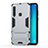 Funda Bumper Silicona y Plastico Mate Carcasa con Soporte T01 para Samsung Galaxy A9 (2018) A920 Plata