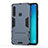 Funda Bumper Silicona y Plastico Mate Carcasa con Soporte T01 para Samsung Galaxy A9 Star Pro Azul