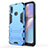 Funda Bumper Silicona y Plastico Mate Carcasa con Soporte T01 para Samsung Galaxy M01s Azul