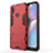 Funda Bumper Silicona y Plastico Mate Carcasa con Soporte T01 para Samsung Galaxy M01s Rojo