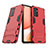 Funda Bumper Silicona y Plastico Mate Carcasa con Soporte T02 para Samsung Galaxy A72 4G Rojo