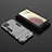 Funda Bumper Silicona y Plastico Mate Carcasa con Soporte T04 para Samsung Galaxy M12 Gris