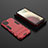 Funda Bumper Silicona y Plastico Mate Carcasa con Soporte T04 para Samsung Galaxy M12 Rojo