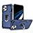 Funda Bumper Silicona y Plastico Mate Carcasa con Soporte YF1 para Apple iPhone 13 Pro Max Azul