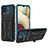 Funda Bumper Silicona y Plastico Mate Carcasa con Soporte YF1 para Samsung Galaxy F12 Azul