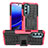 Funda Bumper Silicona y Plastico Mate Carcasa con Soporte Z01 para Motorola Moto G Stylus (2022) 5G Rosa Roja