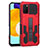 Funda Bumper Silicona y Plastico Mate Carcasa con Soporte ZJ1 para Samsung Galaxy A03s Rojo