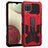 Funda Bumper Silicona y Plastico Mate Carcasa con Soporte ZJ1 para Samsung Galaxy F12 Rojo