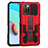 Funda Bumper Silicona y Plastico Mate Carcasa con Soporte ZJ1 para Xiaomi Redmi 10 (2022) Rojo