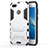 Funda Bumper Silicona y Plastico Mate con Soporte para Huawei Enjoy 7 Blanco