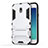 Funda Bumper Silicona y Plastico Mate con Soporte para Samsung Galaxy J3 Pro (2017) Blanco