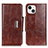 Funda de Cuero Cartera con Soporte Carcasa A01 para Apple iPhone 13 Marron