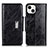 Funda de Cuero Cartera con Soporte Carcasa A01 para Apple iPhone 13 Negro